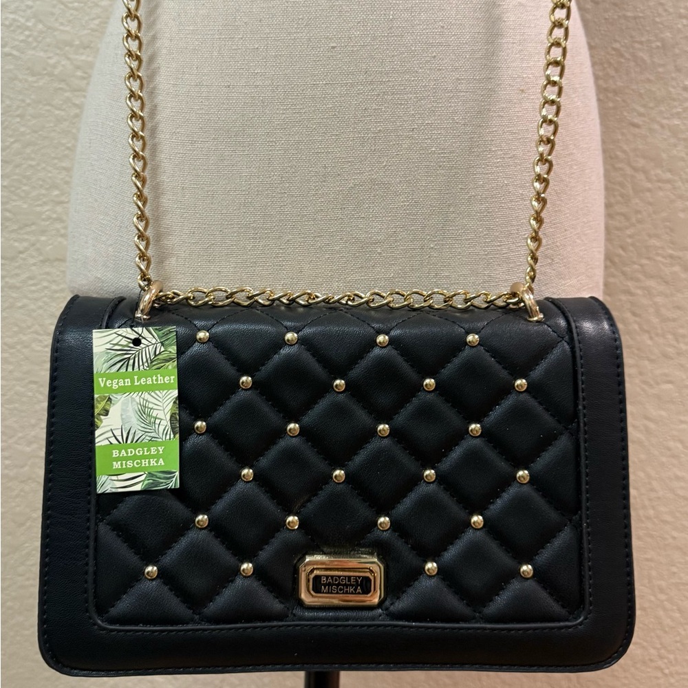 Badgley Mischka Black Quilted Chain Shoulder Bag